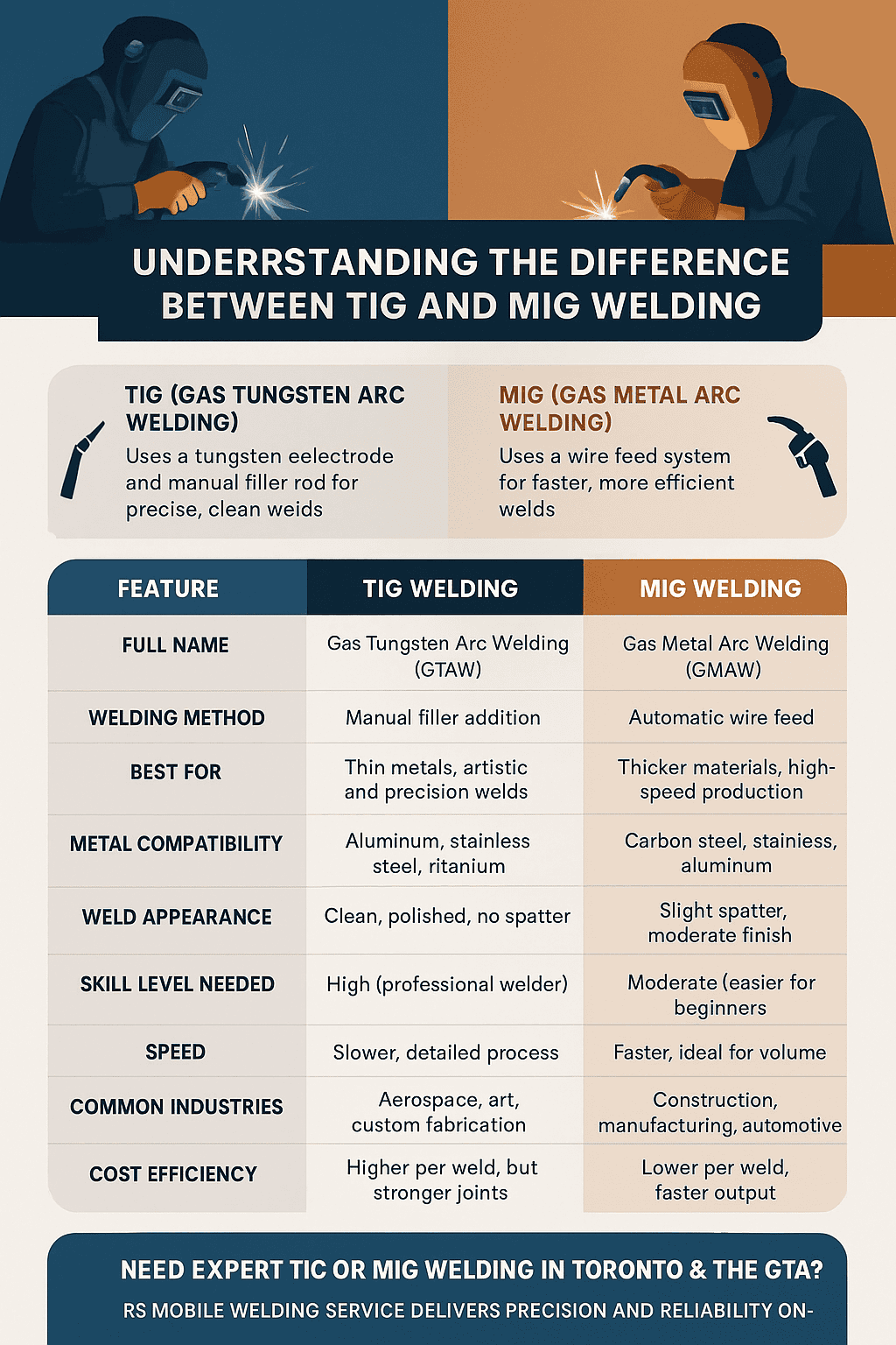 TIG vs MIG Welding Comparison Infographic